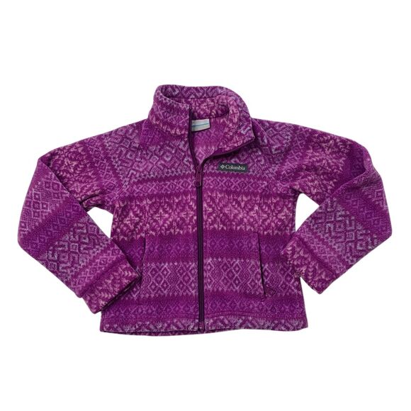 Columbia Jacket Girls XXS Berry Dove Benton Springs II Printed Fleece Full Zip - Picture 1 of 12